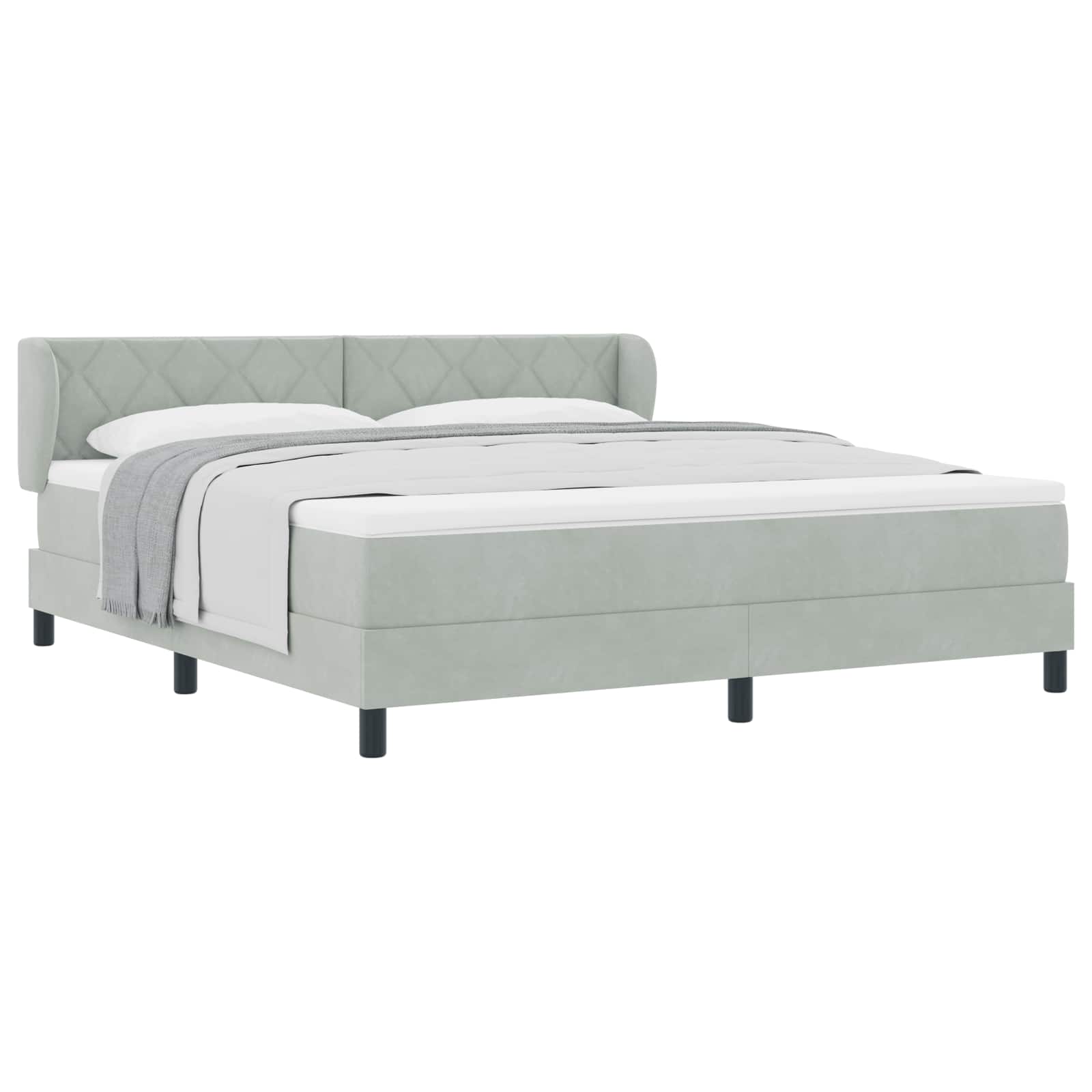 Boxspringbed met hoofdeinde Lichtgrijs 180 x 200 cm Fluweel is nu te koop bij PeponiXL, paradijselijk wonen!