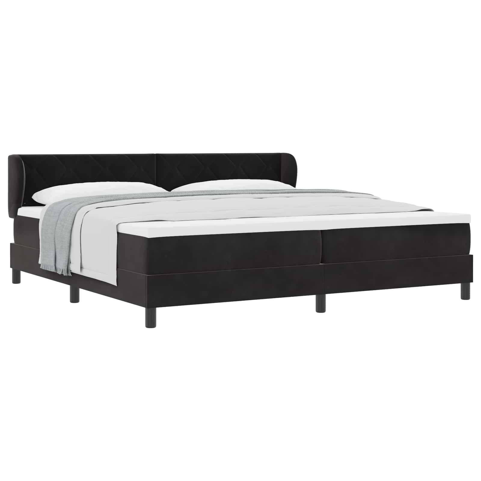 Boxspringbed met matras Zwart 200 x 200 cm Fluweel is nu te koop bij PeponiXL, paradijselijk wonen!