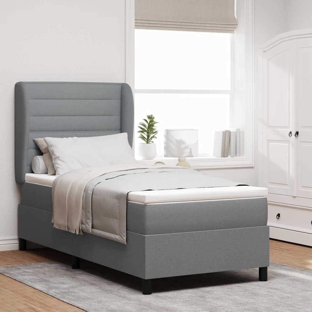 Boxspring bed met matras Lichtgrijs 80 x 200 cm Stof is nu te koop bij PeponiXL, paradijselijk wonen!
