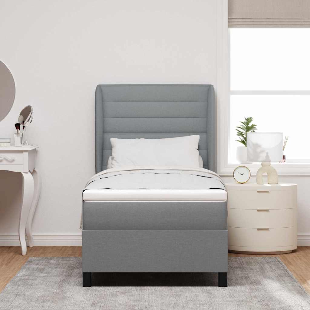 Boxspring bed met matras Lichtgrijs 80 x 200 cm Stof is nu te koop bij PeponiXL, paradijselijk wonen!