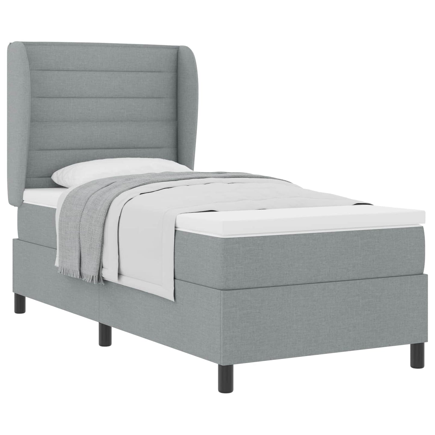 Boxspring bed met matras Lichtgrijs 80 x 200 cm Stof is nu te koop bij PeponiXL, paradijselijk wonen!