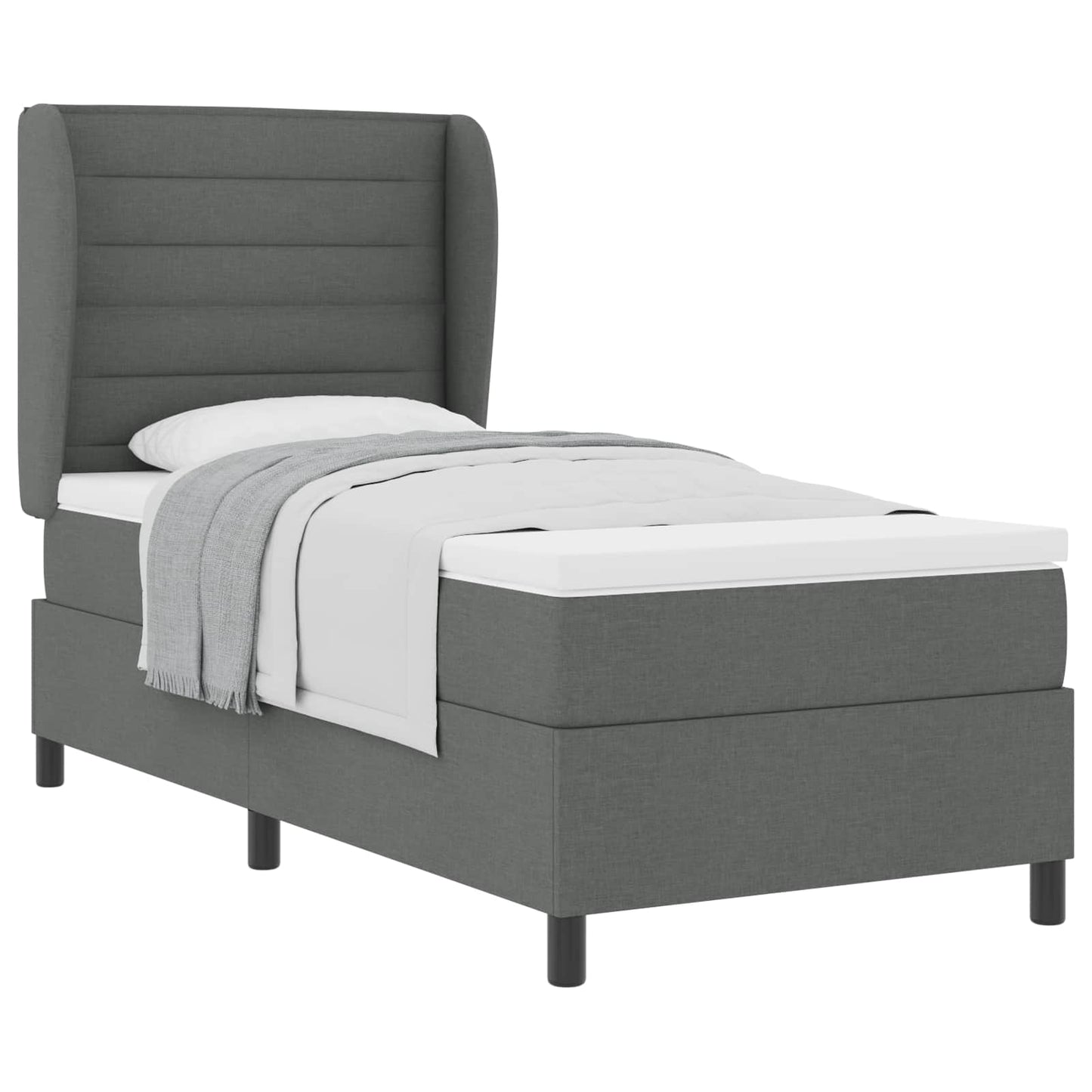 Boxspring bed met matras Donkergrijs 80 x 200 cm Stof is nu te koop bij PeponiXL, paradijselijk wonen!