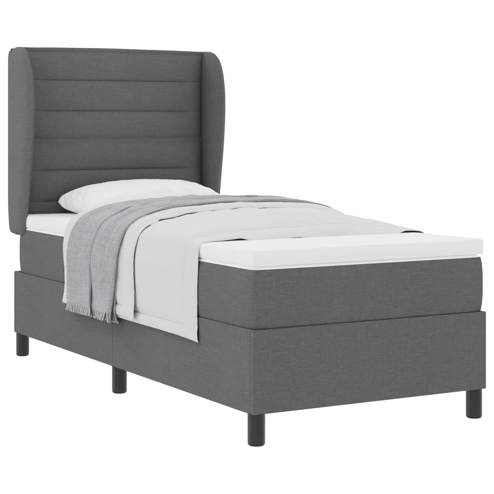 Boxspring bed met matras Donkergrijs 80 x 200 cm Stof is nu te koop bij PeponiXL, paradijselijk wonen!