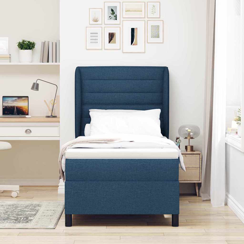 Boxspring bed met matras met hoofdeinde Blauw 80 x 200 cm Stof is nu te koop bij PeponiXL, paradijselijk wonen!
