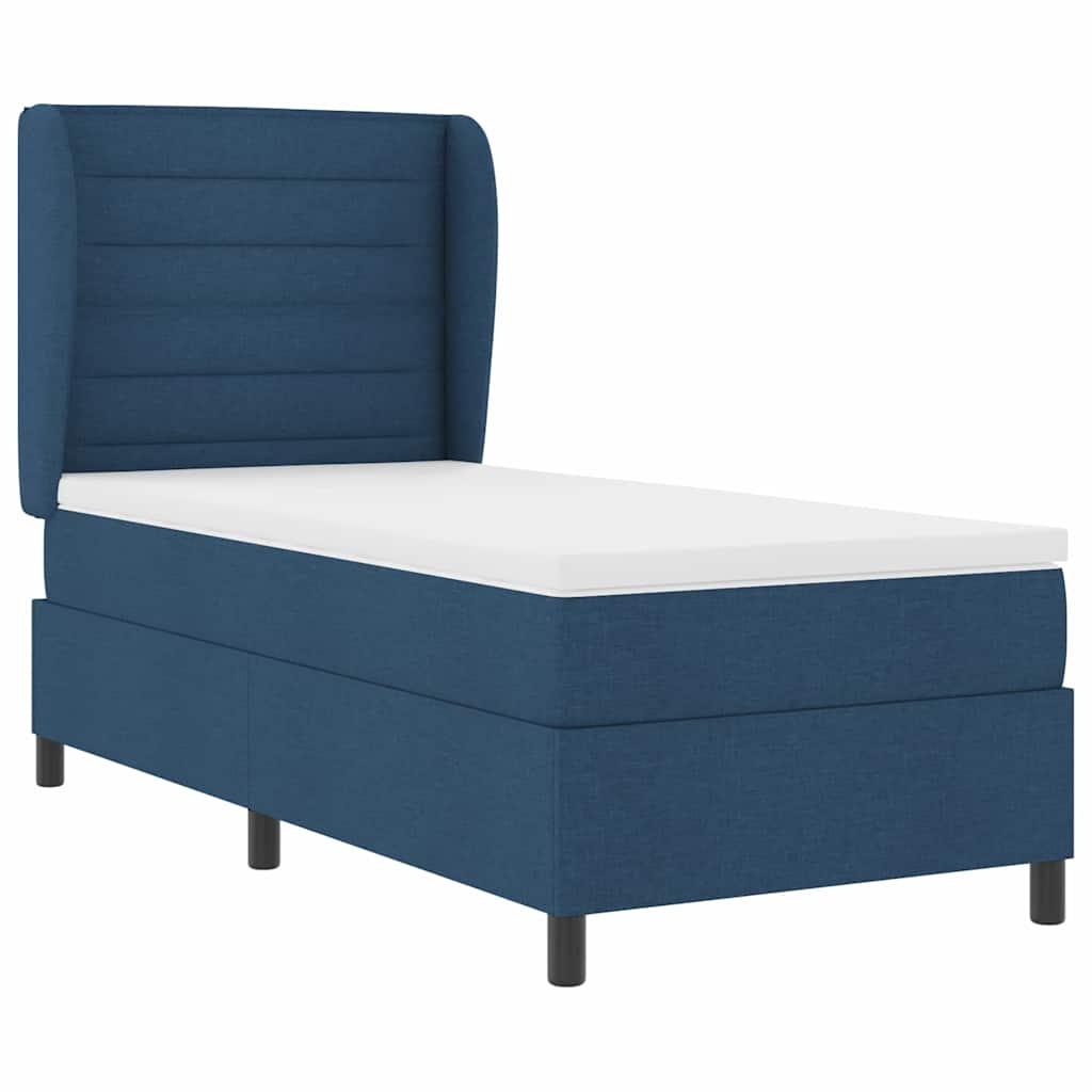Boxspring bed met matras met hoofdeinde Blauw 80 x 200 cm Stof is nu te koop bij PeponiXL, paradijselijk wonen!