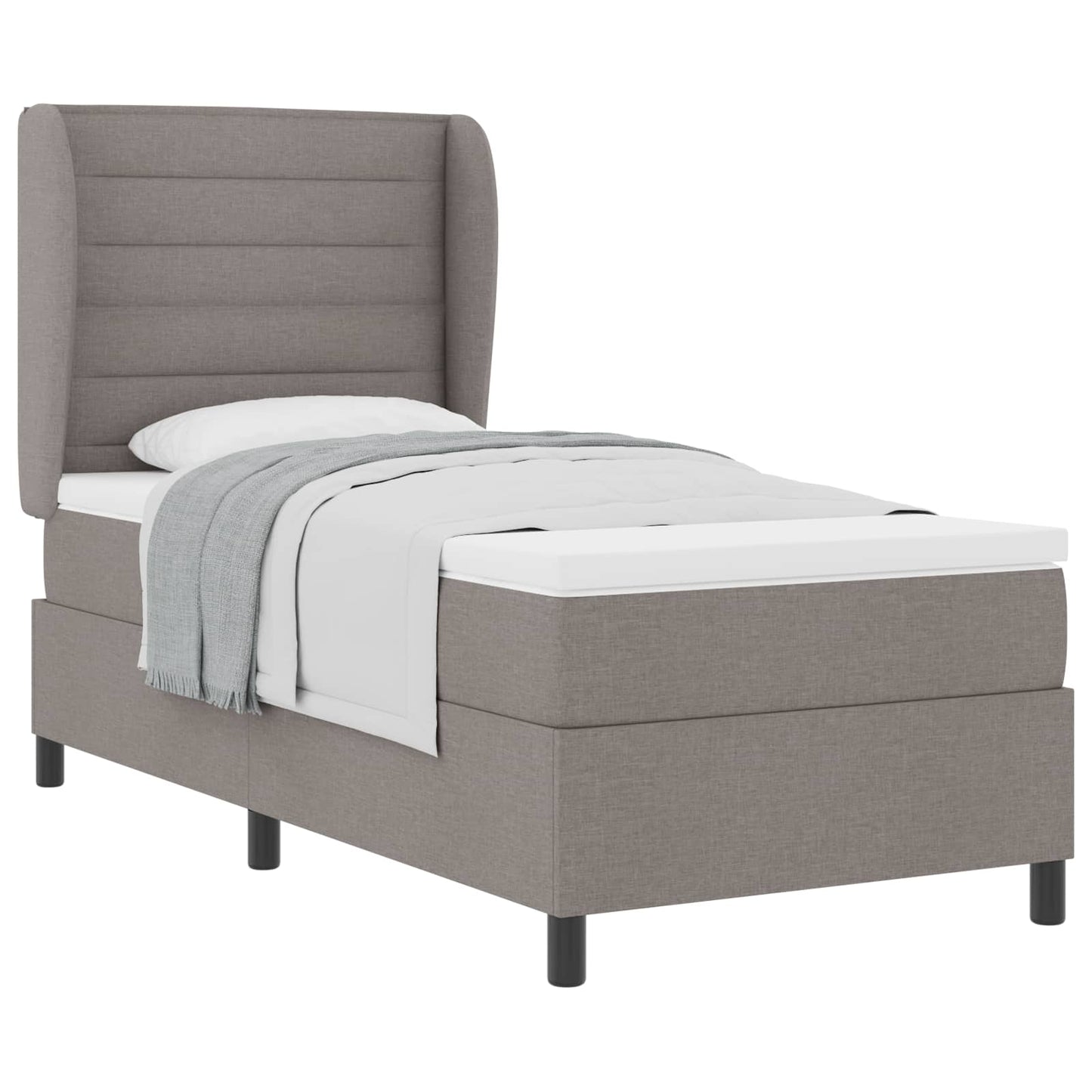 Boxspring bed met matras met hoofdeinde Taupe 90 x 190 cm Stof is nu te koop bij PeponiXL, paradijselijk wonen!