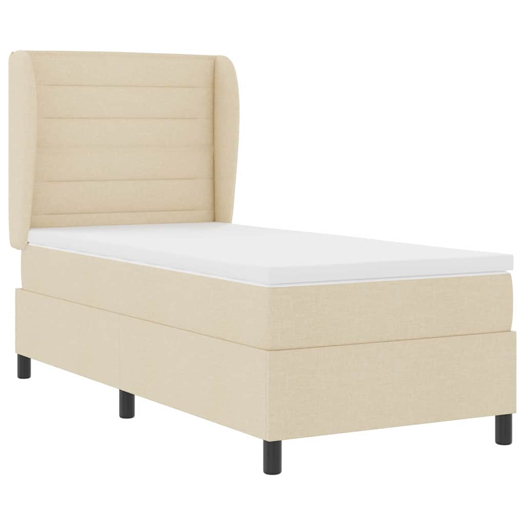 Boxspring bed met matras met hoofdeinde Crème 90 x 190 cm Stof is nu te koop bij PeponiXL, paradijselijk wonen!