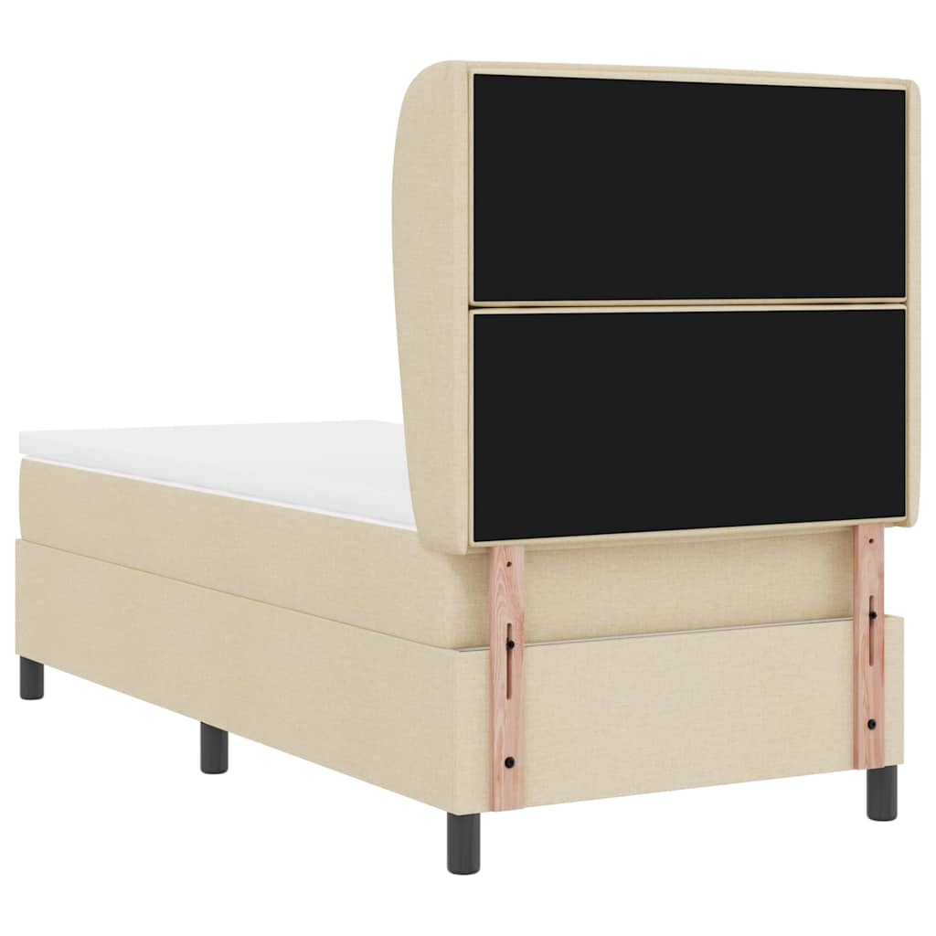Boxspring bed met matras met hoofdeinde Crème 90 x 190 cm Stof is nu te koop bij PeponiXL, paradijselijk wonen!