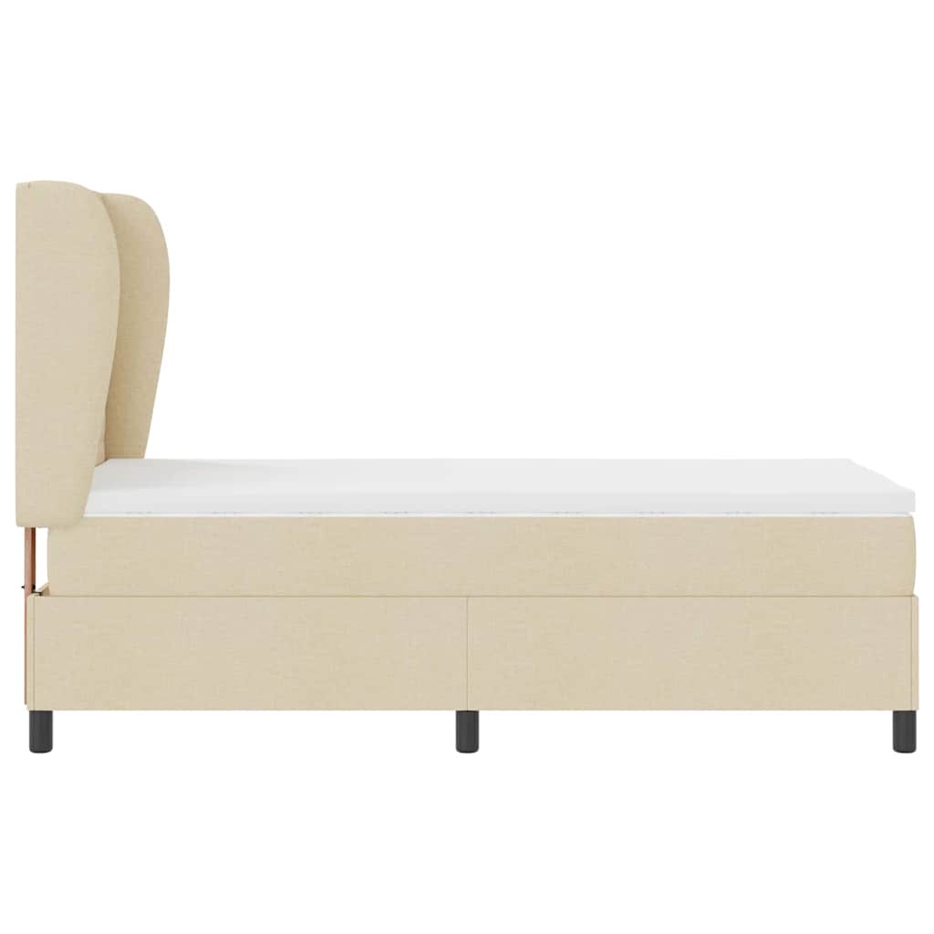 Boxspring bed met matras met hoofdeinde Crème 90 x 200 cm Stof is nu te koop bij PeponiXL, paradijselijk wonen!