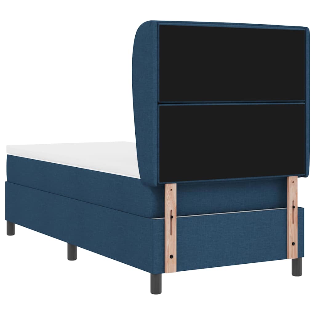 Boxspring bed met matras met hoofdeinde Blauw 90 x 200 cm Stof is nu te koop bij PeponiXL, paradijselijk wonen!