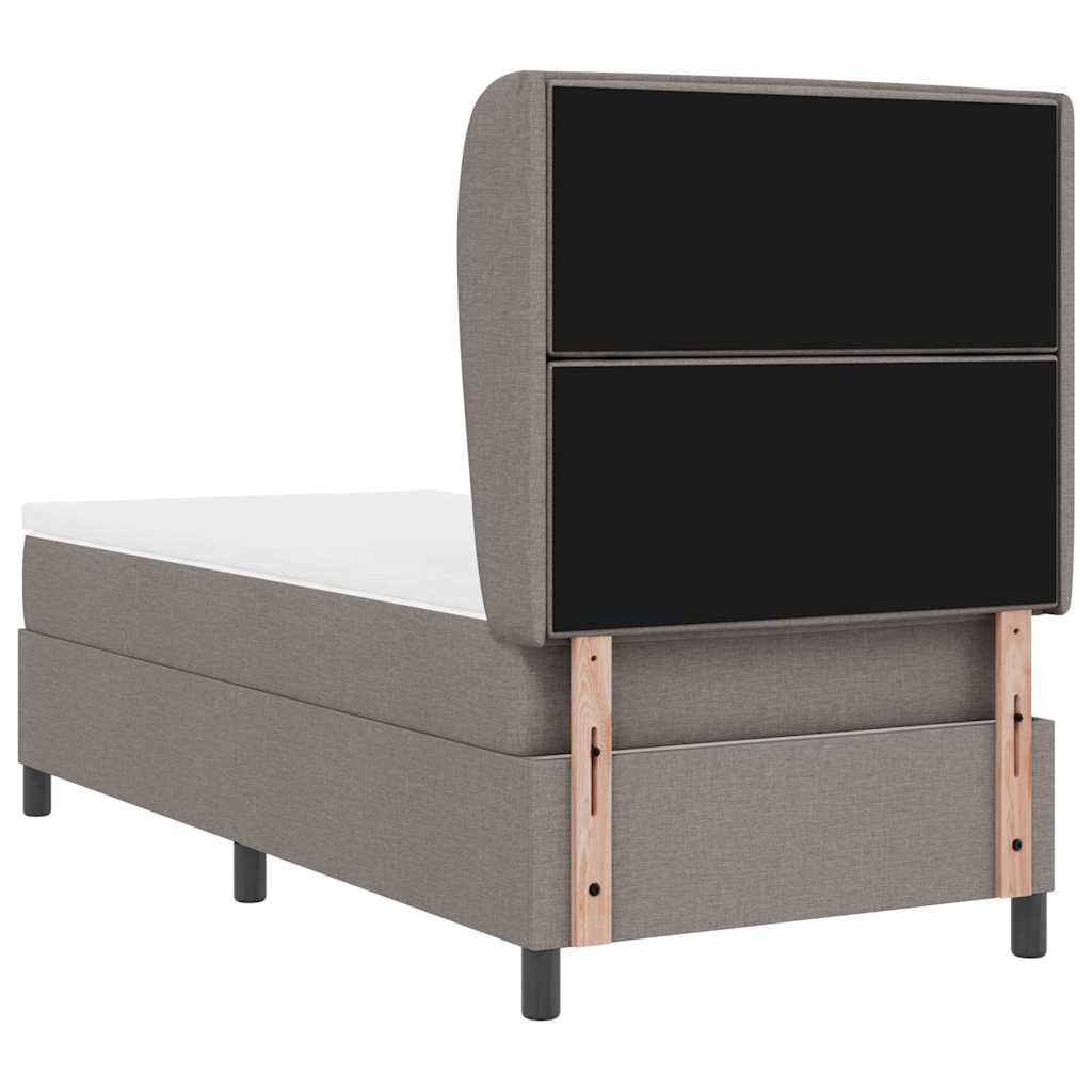 Boxspring bed met matras met hoofdeinde Taupe 100 x 200 cm Stof is nu te koop bij PeponiXL, paradijselijk wonen!