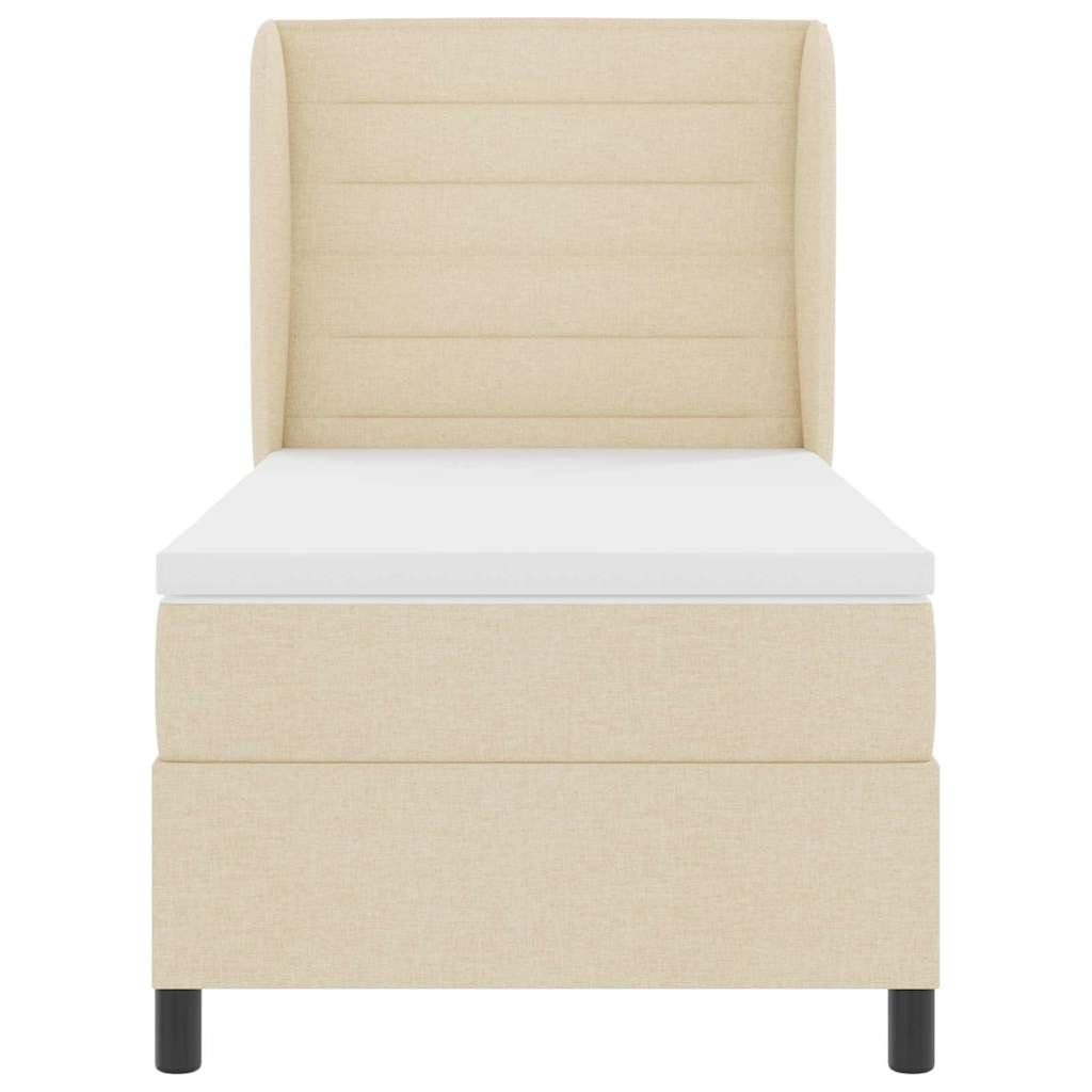 Boxspring bed met matras met hoofdeinde Crème 100 x 200 cm Stof is nu te koop bij PeponiXL, paradijselijk wonen!