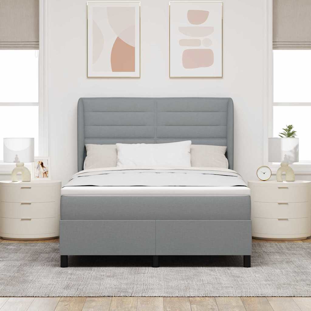 Boxspring bed met matras Lichtgrijs 140 x 190 cm Stof is nu te koop bij PeponiXL, paradijselijk wonen!