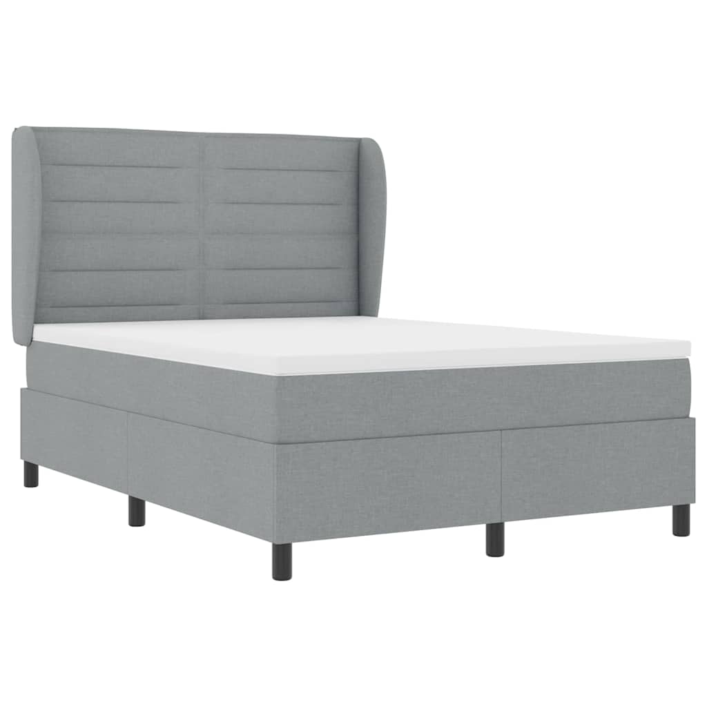 Boxspring bed met matras Lichtgrijs 140 x 190 cm Stof is nu te koop bij PeponiXL, paradijselijk wonen!