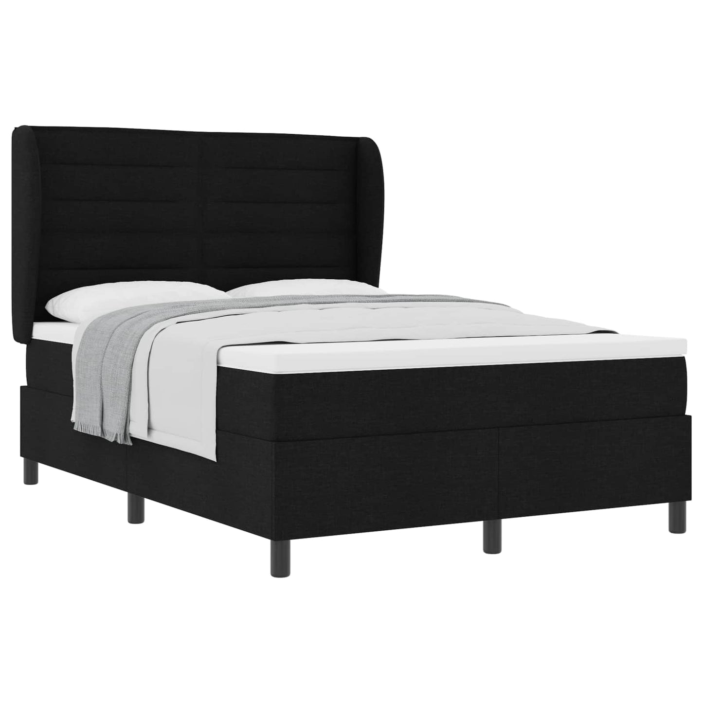 Boxspring bed met matras met hoofdeinde Zwart 140 x 190 cm Stof is nu te koop bij PeponiXL, paradijselijk wonen!