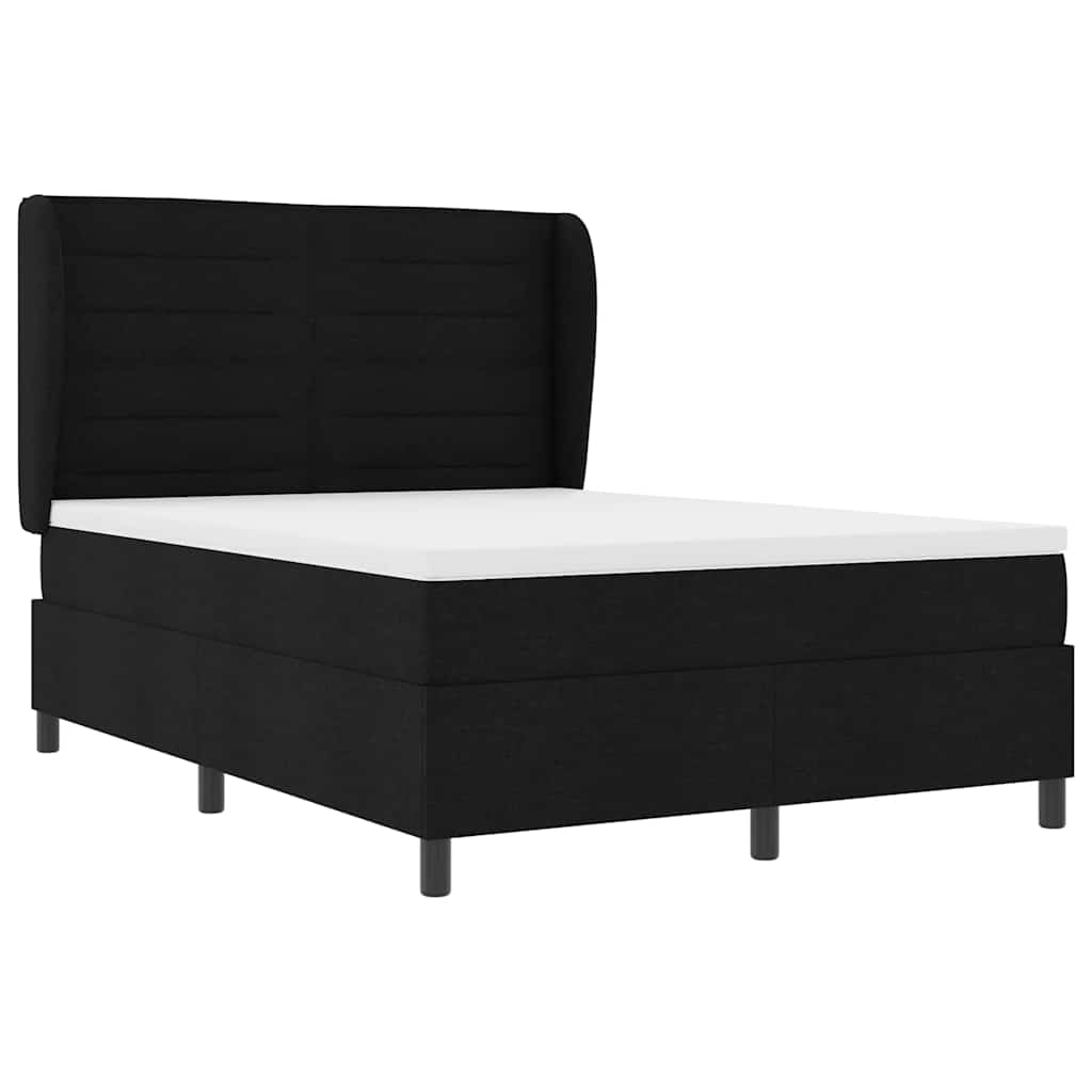 Boxspring bed met matras met hoofdeinde Zwart 140 x 190 cm Stof is nu te koop bij PeponiXL, paradijselijk wonen!