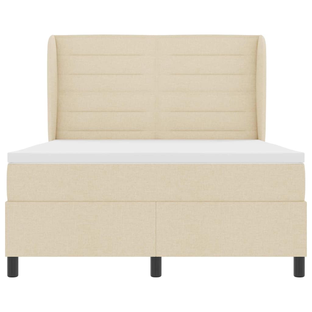 Boxspring bed met matras met hoofdeinde Crème 140 x 190 cm Stof is nu te koop bij PeponiXL, paradijselijk wonen!
