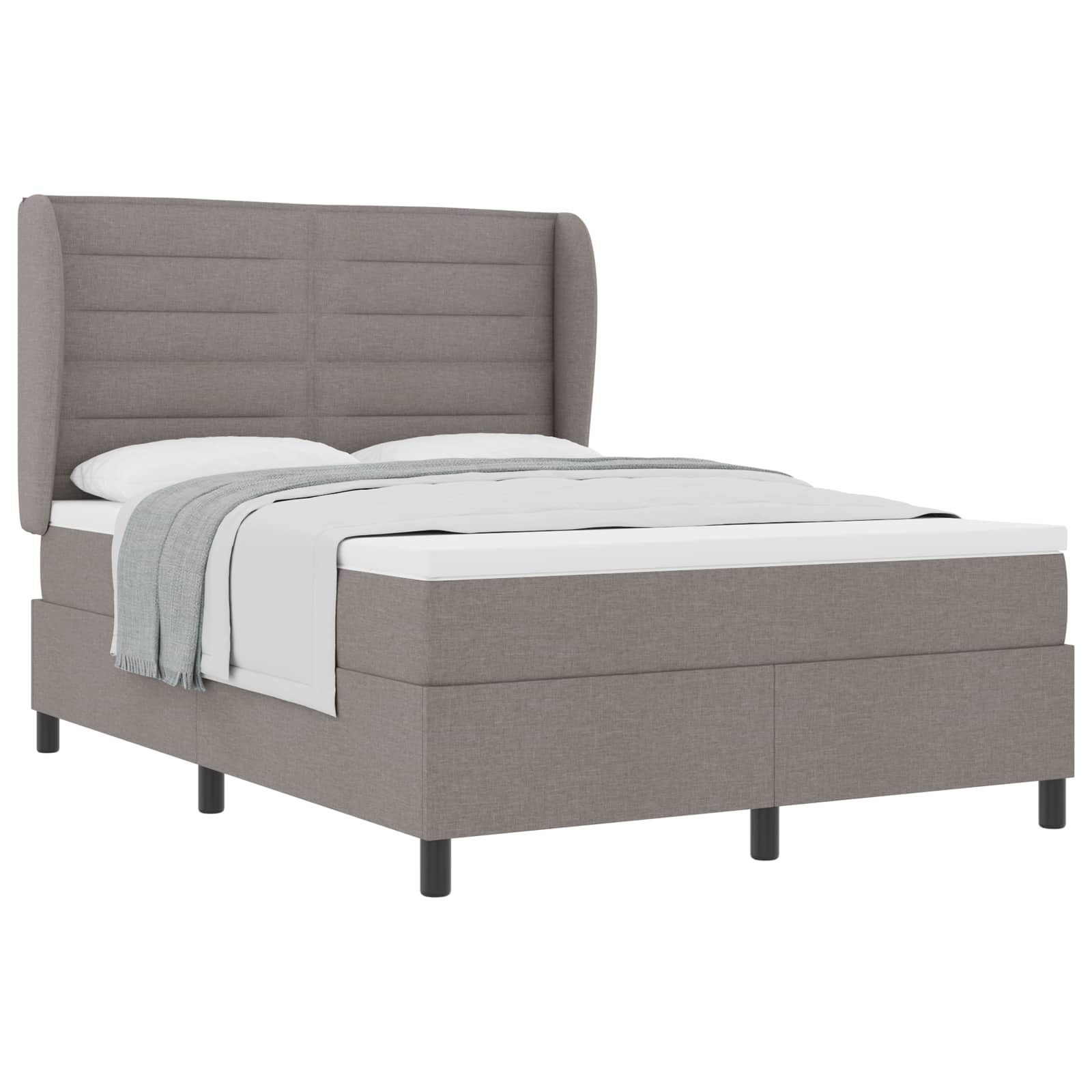 Boxspring bed met matras met hoofdeinde Taupe 140 x 200 cm Stof is nu te koop bij PeponiXL, paradijselijk wonen!