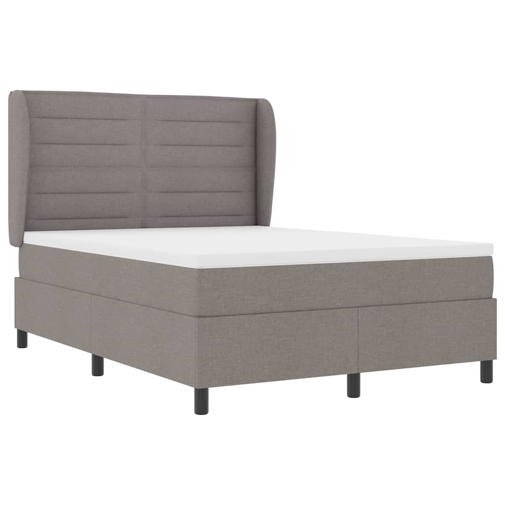 Boxspring bed met matras met hoofdeinde Taupe 140 x 200 cm Stof is nu te koop bij PeponiXL, paradijselijk wonen!