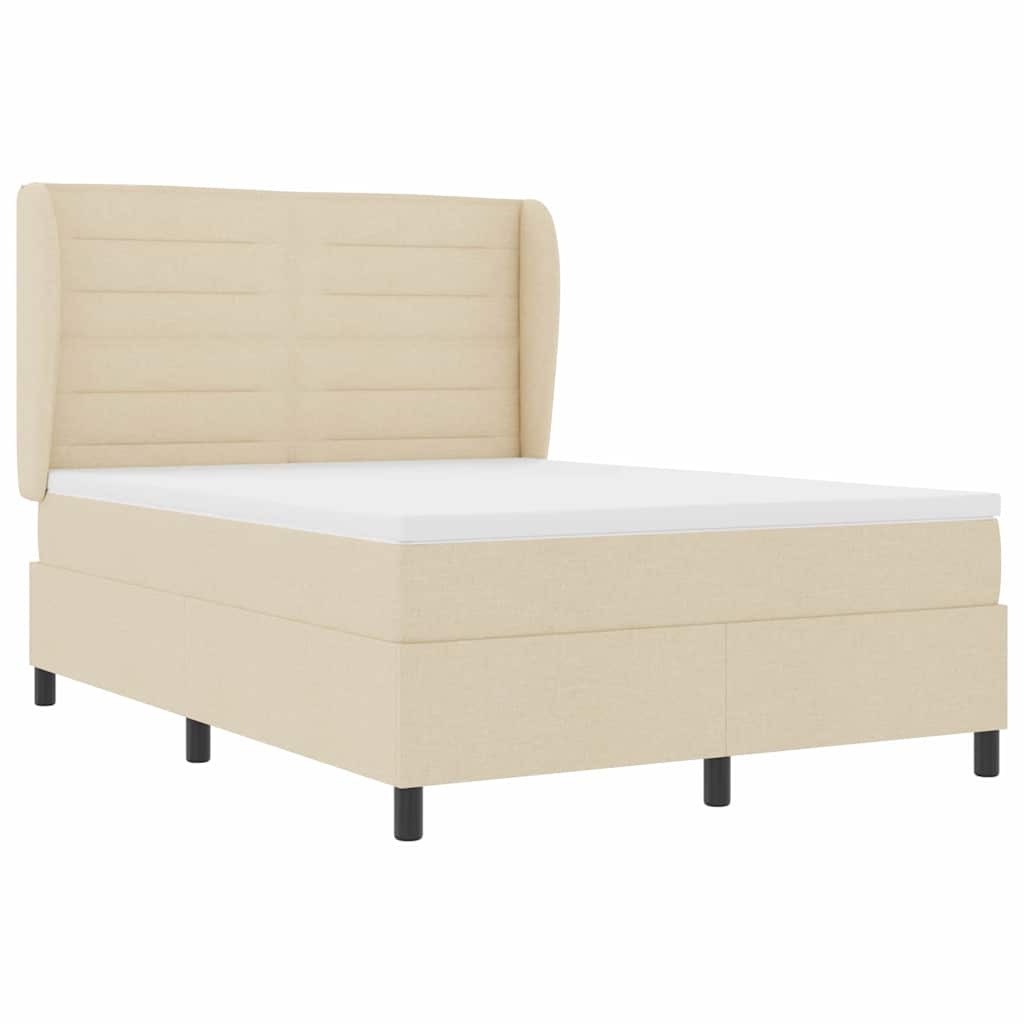 Boxspring bed met matras met hoofdeinde Crème 140 x 200 cm Stof is nu te koop bij PeponiXL, paradijselijk wonen!