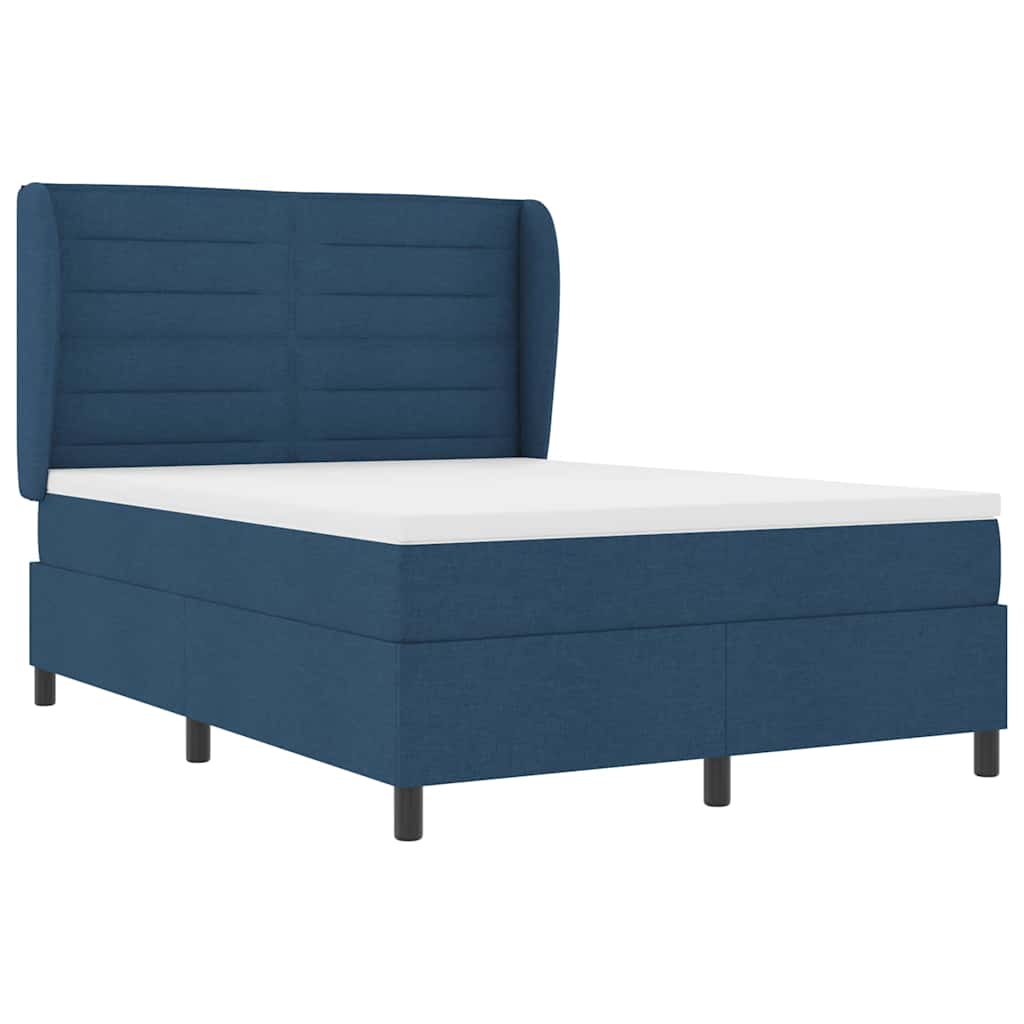Boxspring bed met matras met hoofdeinde Blauw 140 x 200 cm Stof is nu te koop bij PeponiXL, paradijselijk wonen!