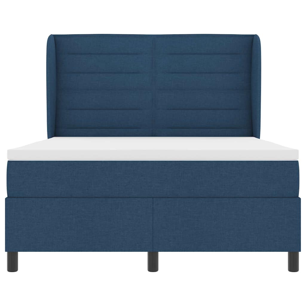 Boxspring bed met matras met hoofdeinde Blauw 140 x 200 cm Stof is nu te koop bij PeponiXL, paradijselijk wonen!