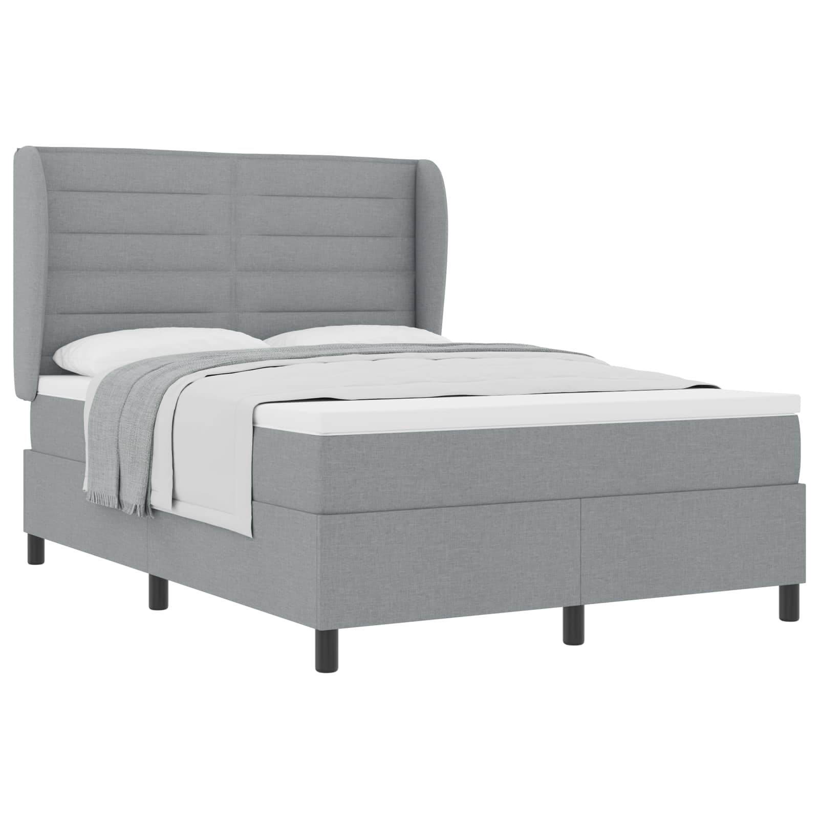 Boxspring bed met matras Lichtgrijs 160 x 200 cm Stof is nu te koop bij PeponiXL, paradijselijk wonen!