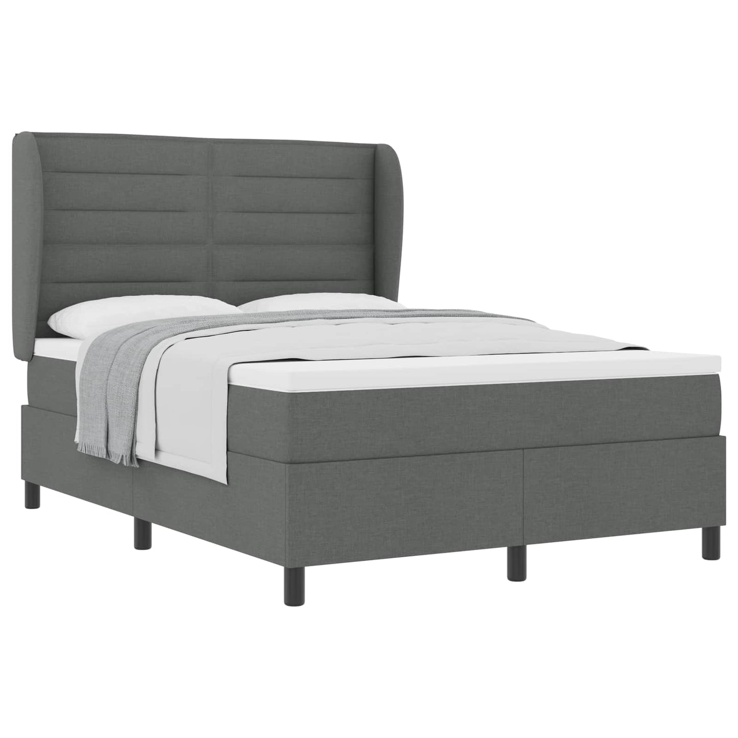 Boxspring bed met matras Donkergrijs 160 x 200 cm Stof is nu te koop bij PeponiXL, paradijselijk wonen!