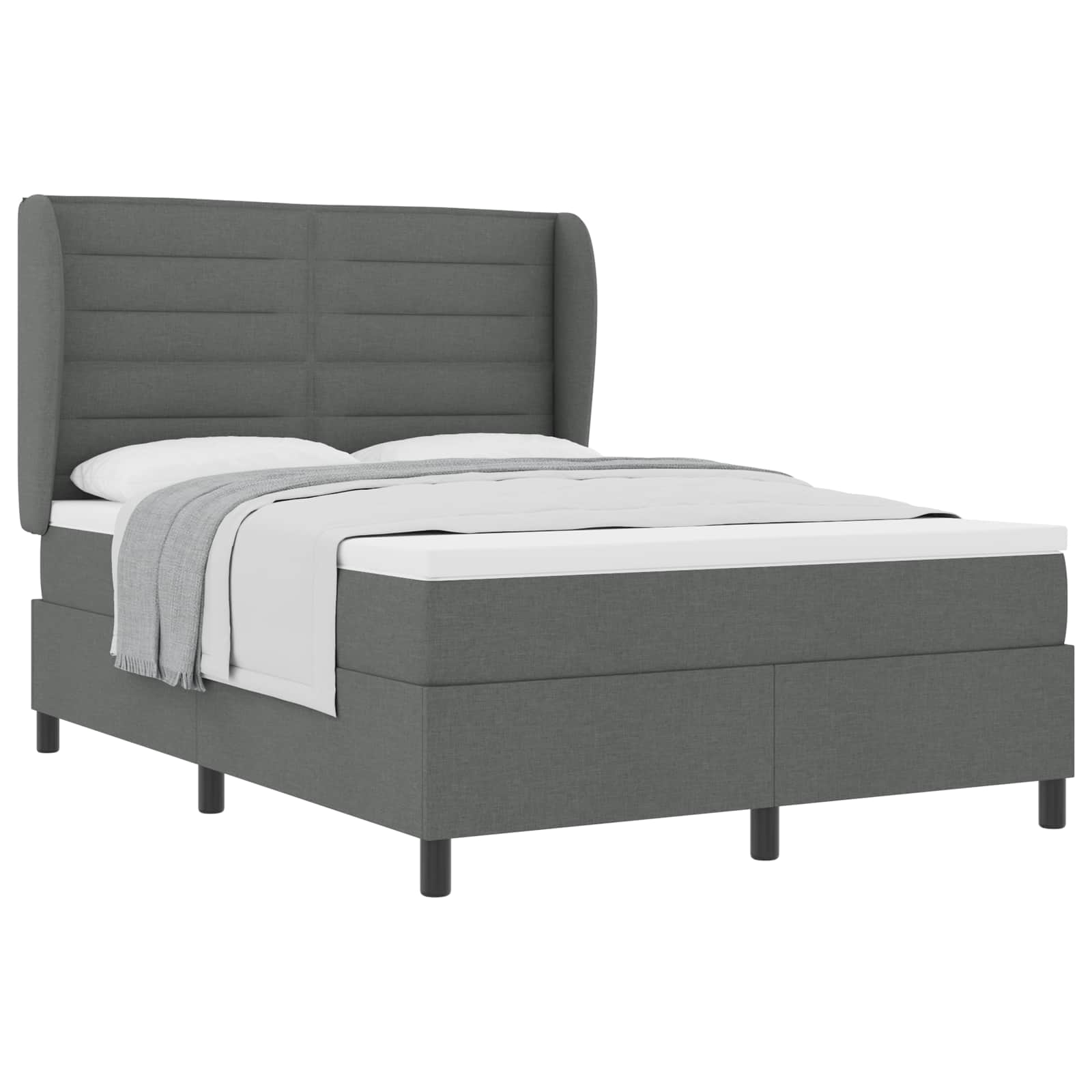 Boxspring bed met matras Donkergrijs 160 x 200 cm Stof is nu te koop bij PeponiXL, paradijselijk wonen!