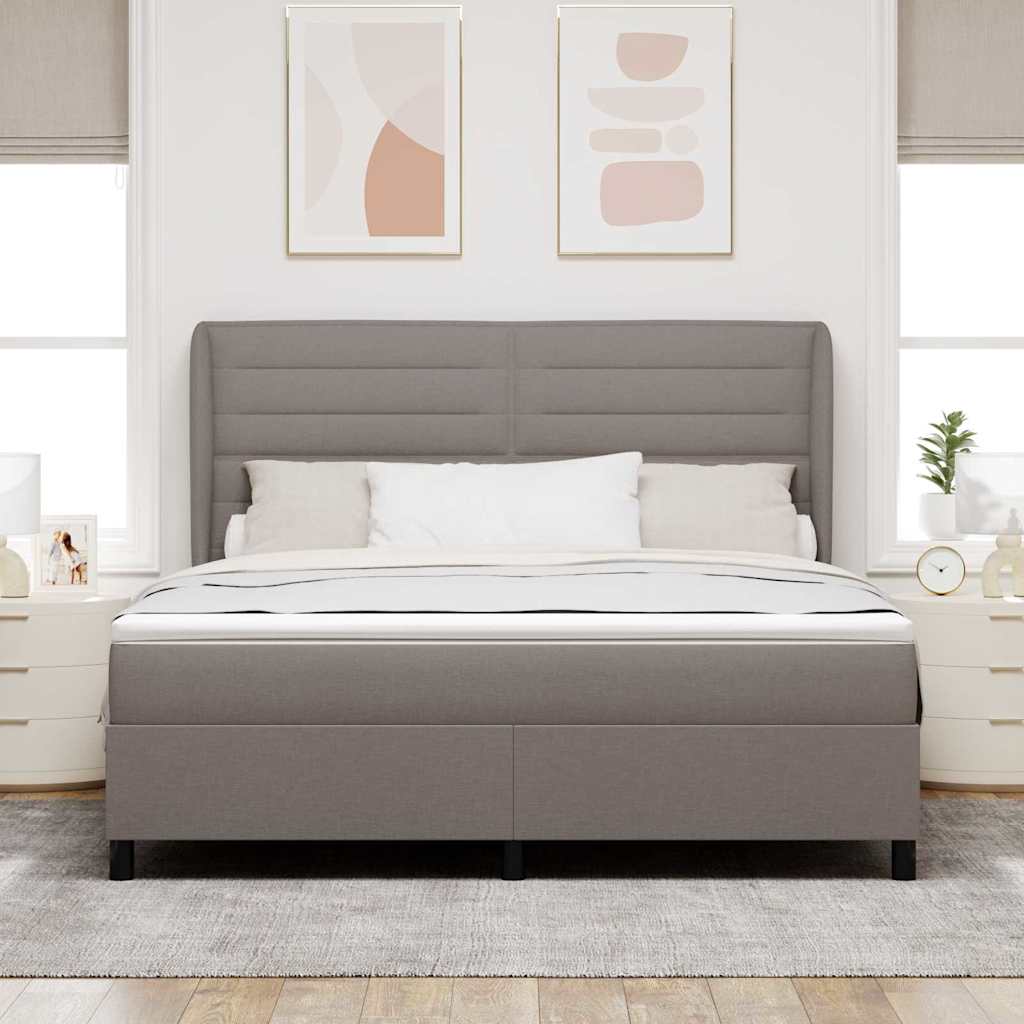 Boxspring bed met matras met hoofdeinde Taupe 180 x 200 cm Stof is nu te koop bij PeponiXL, paradijselijk wonen!