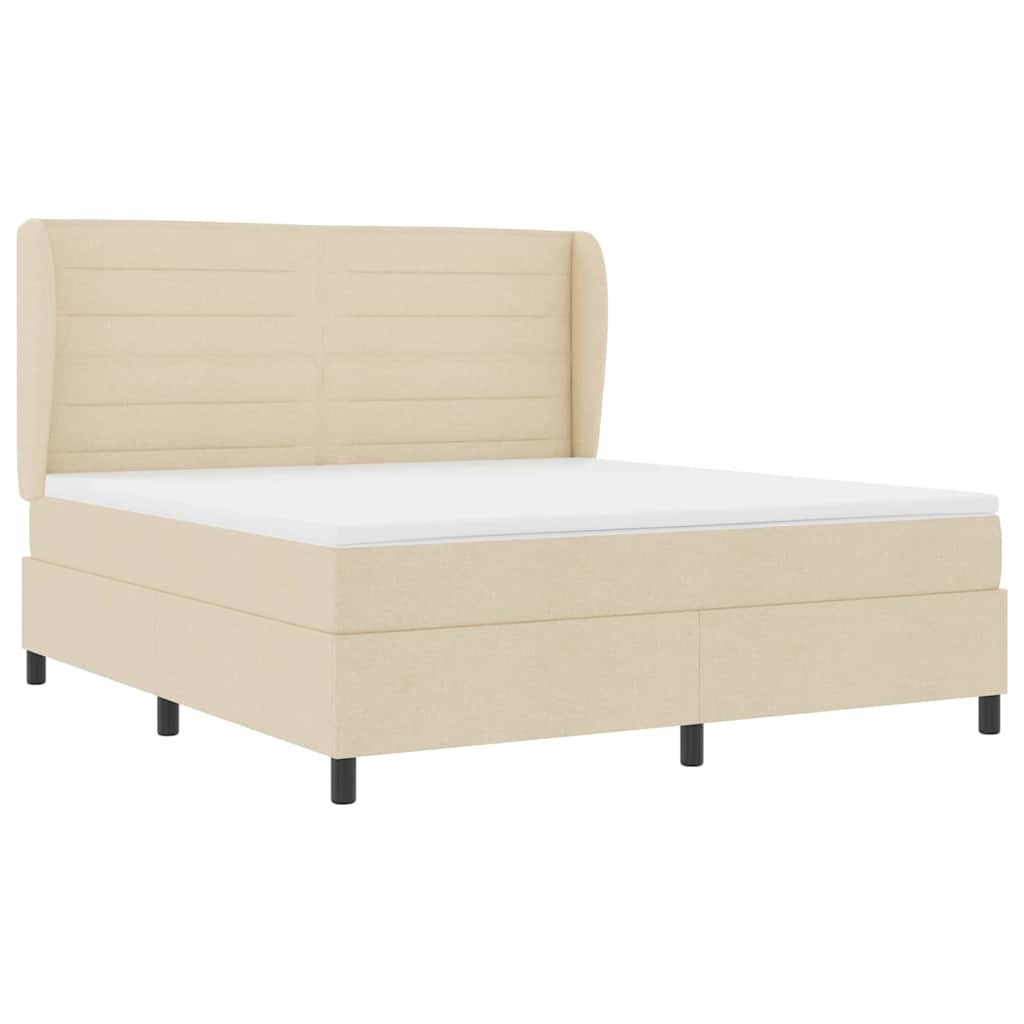 Boxspring bed met matras met hoofdeinde Crème 180 x 200 cm Stof is nu te koop bij PeponiXL, paradijselijk wonen!