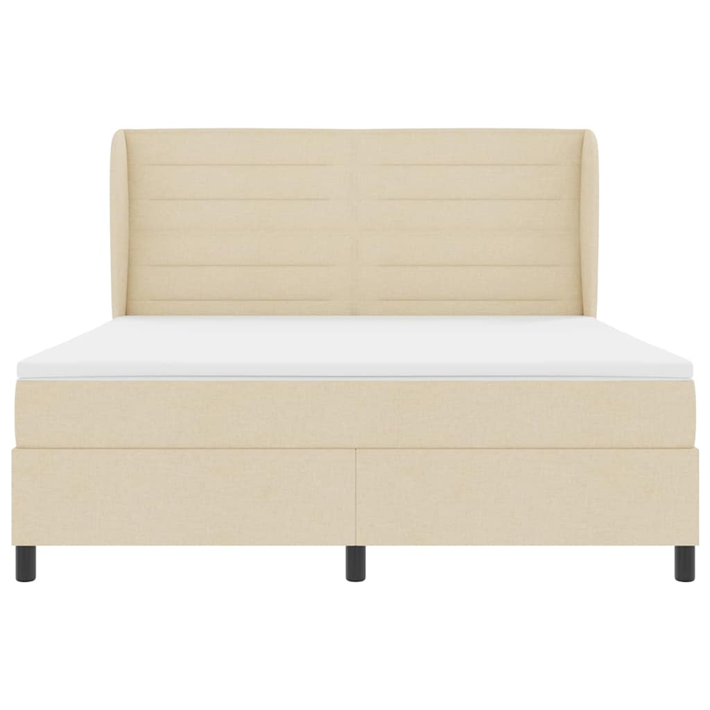 Boxspring bed met matras met hoofdeinde Crème 180 x 200 cm Stof is nu te koop bij PeponiXL, paradijselijk wonen!