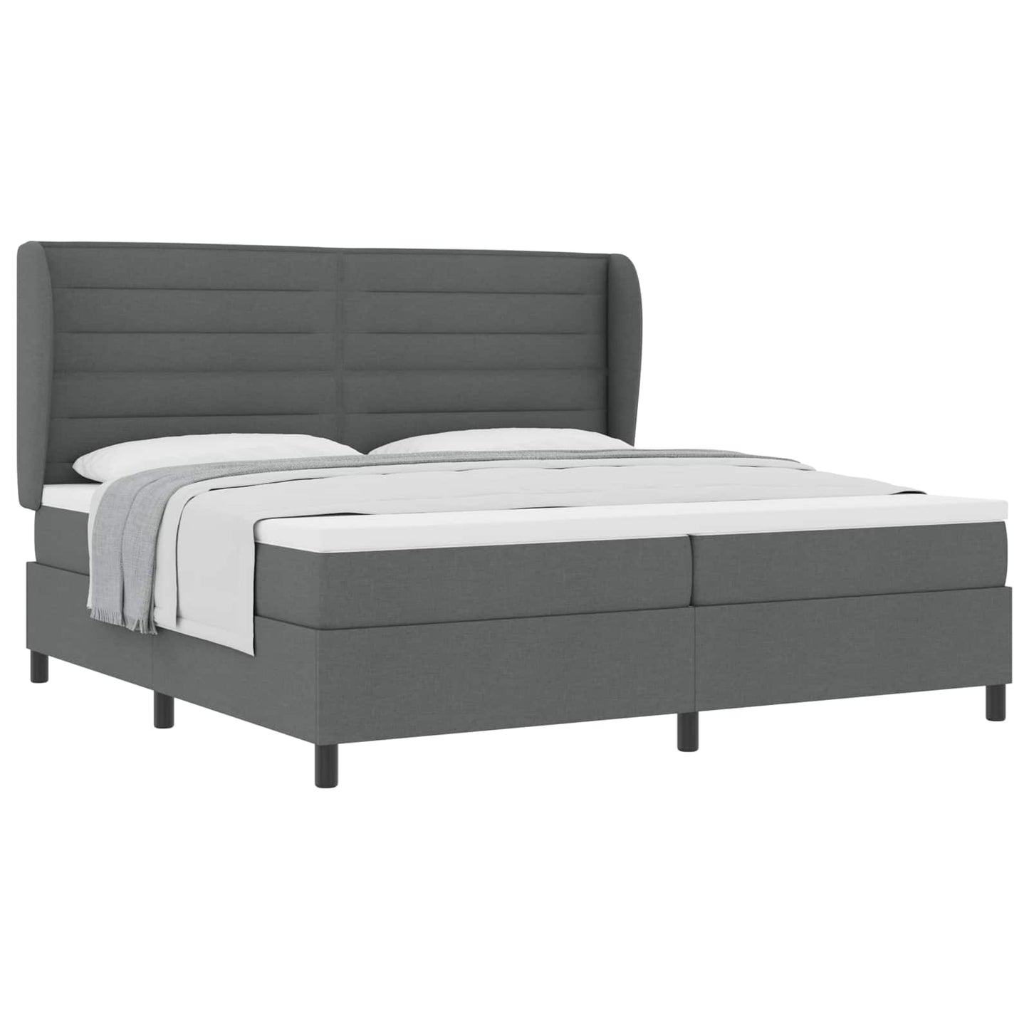 Boxspring bed met matras Donkergrijs 200 x 200 cm Stof is nu te koop bij PeponiXL, paradijselijk wonen!