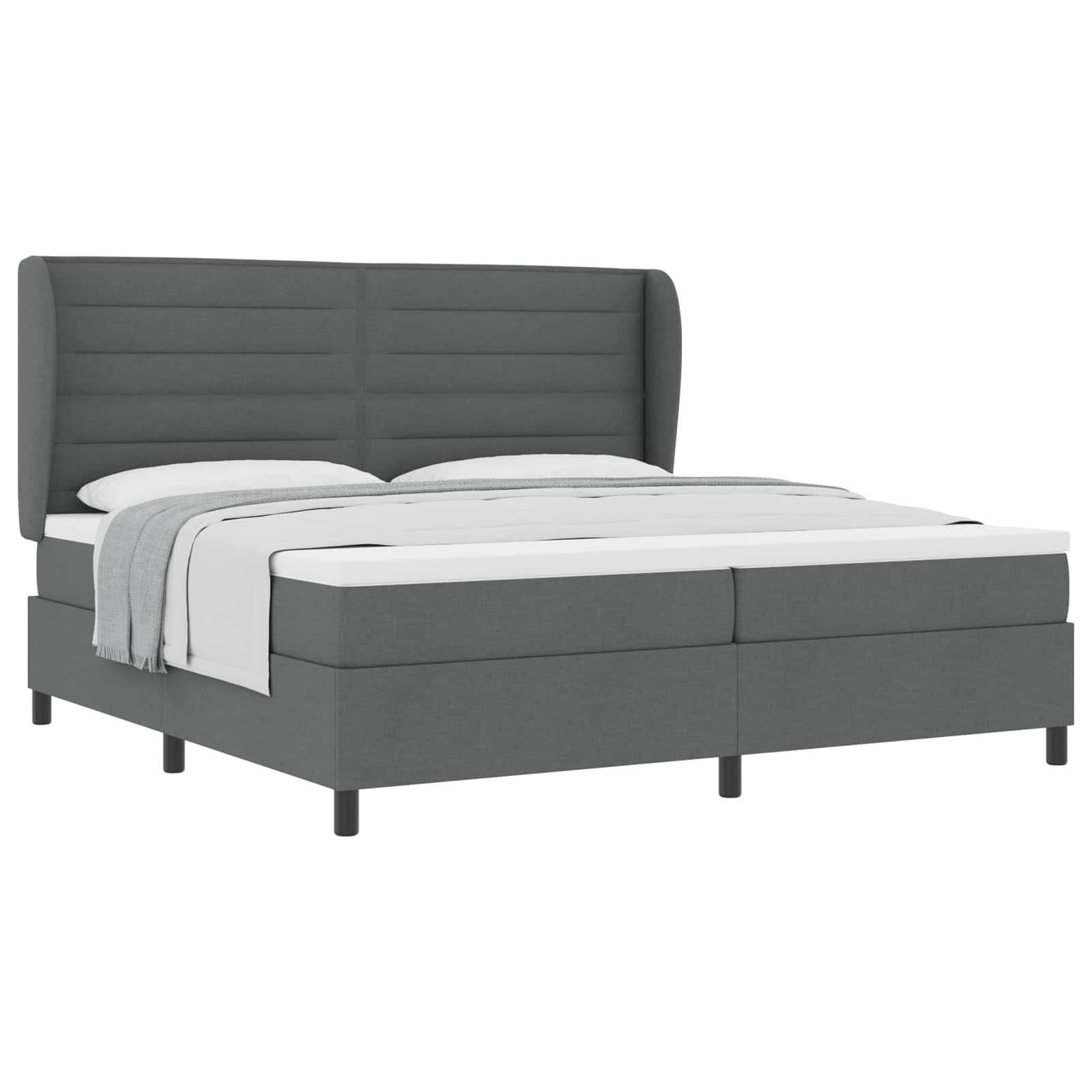 Boxspring bed met matras Donkergrijs 200 x 200 cm Stof is nu te koop bij PeponiXL, paradijselijk wonen!