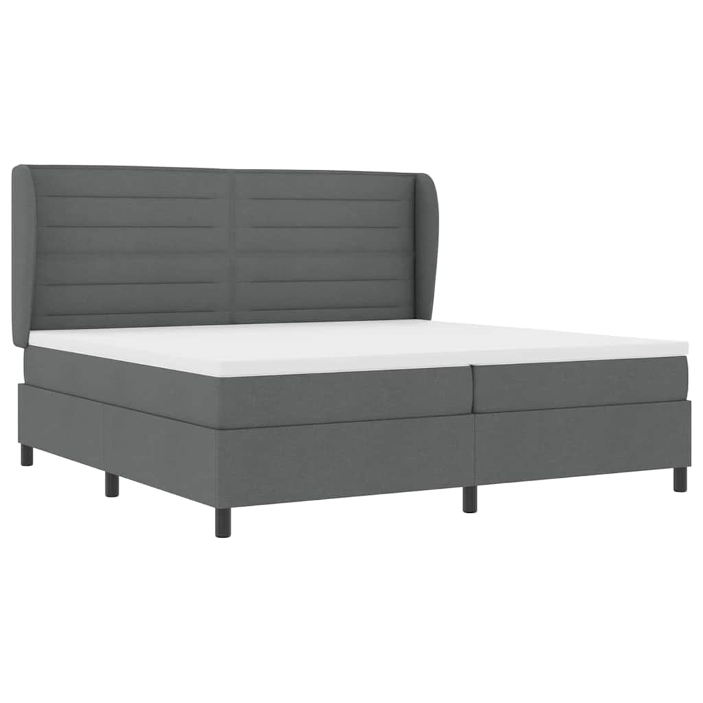 Boxspring bed met matras Donkergrijs 200 x 200 cm Stof is nu te koop bij PeponiXL, paradijselijk wonen!