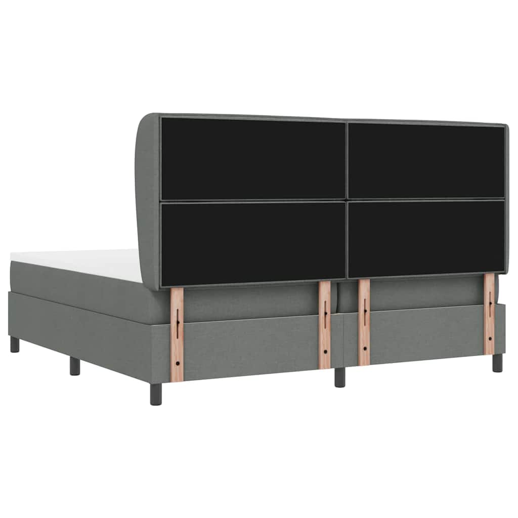 Boxspring bed met matras Donkergrijs 200 x 200 cm Stof is nu te koop bij PeponiXL, paradijselijk wonen!