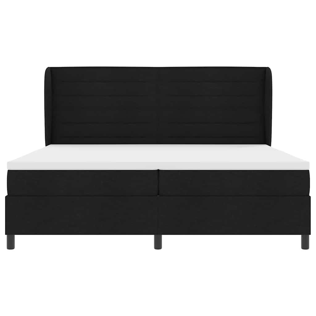 Boxspring bed met matras met hoofdeinde Zwart 200 x 200 cm Stof is nu te koop bij PeponiXL, paradijselijk wonen!