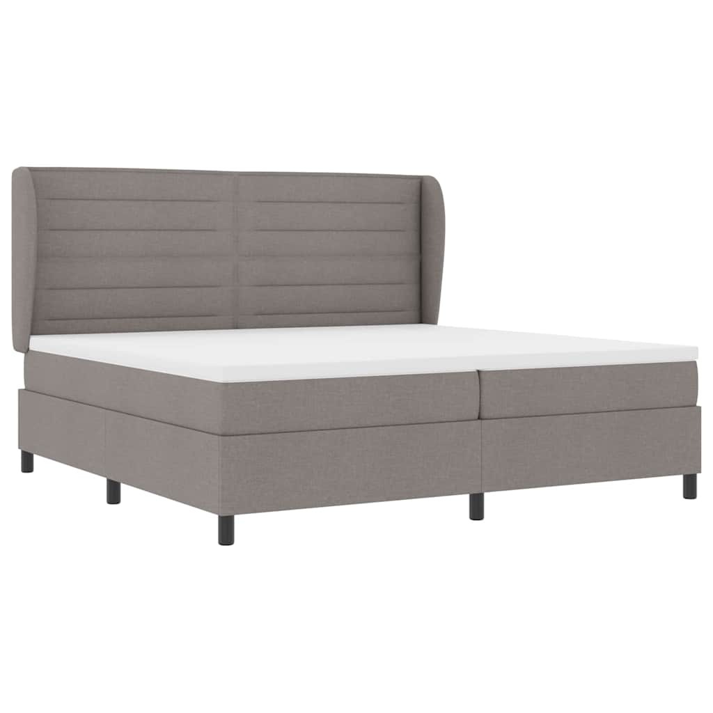 Boxspring bed met matras met hoofdeinde Taupe 200 x 200 cm Stof is nu te koop bij PeponiXL, paradijselijk wonen!