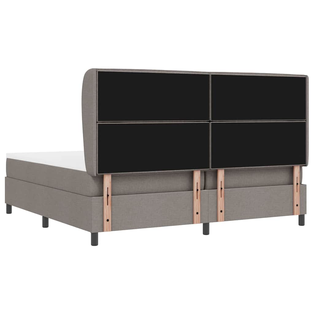 Boxspring bed met matras met hoofdeinde Taupe 200 x 200 cm Stof is nu te koop bij PeponiXL, paradijselijk wonen!