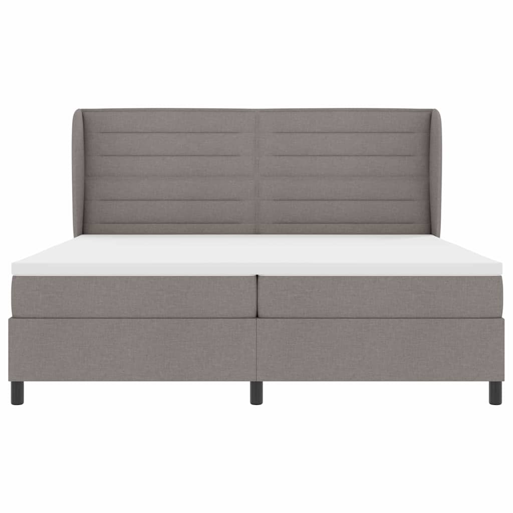 Boxspring bed met matras met hoofdeinde Taupe 200 x 200 cm Stof is nu te koop bij PeponiXL, paradijselijk wonen!