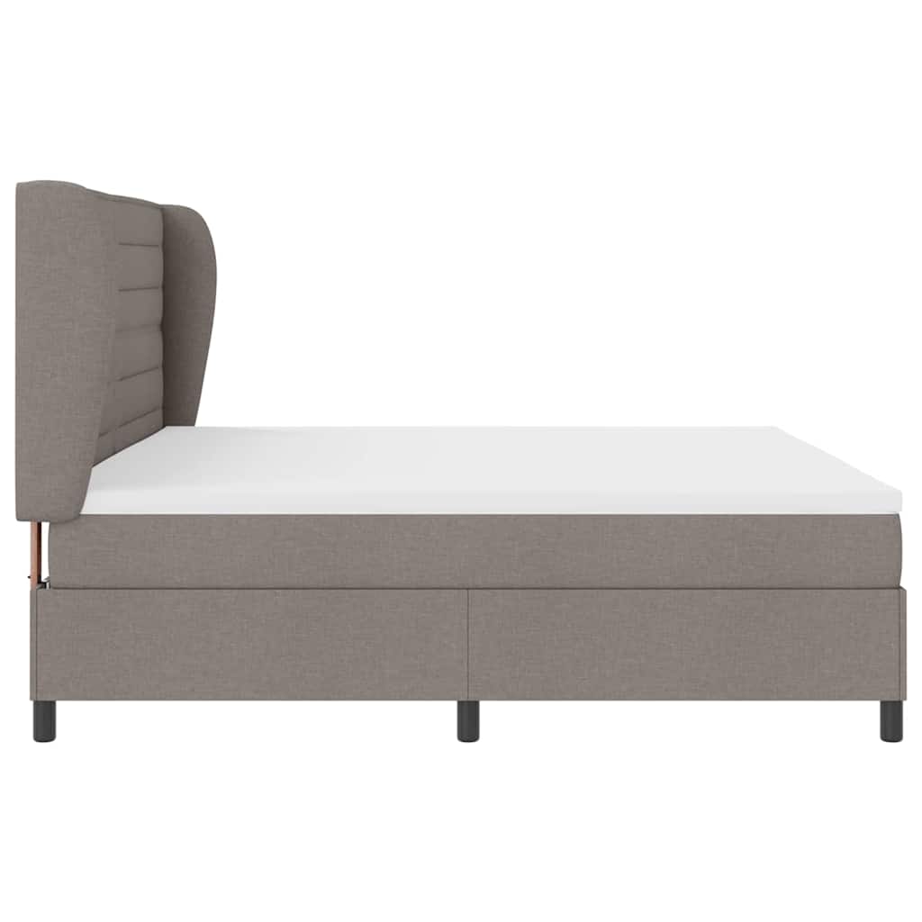 Boxspring bed met matras met hoofdeinde Taupe 200 x 200 cm Stof is nu te koop bij PeponiXL, paradijselijk wonen!