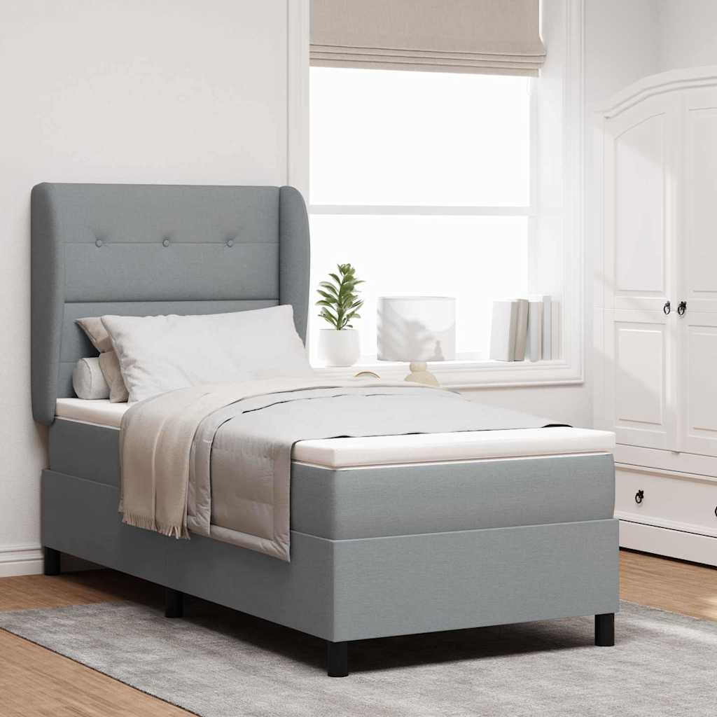 Boxspring bed met matras Lichtgrijs 80 x 200 cm Stof is nu te koop bij PeponiXL, paradijselijk wonen!