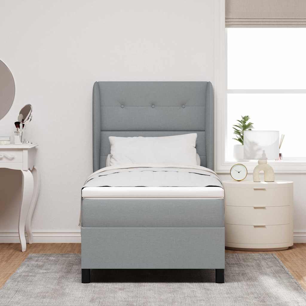 Boxspring bed met matras Lichtgrijs 80 x 200 cm Stof is nu te koop bij PeponiXL, paradijselijk wonen!