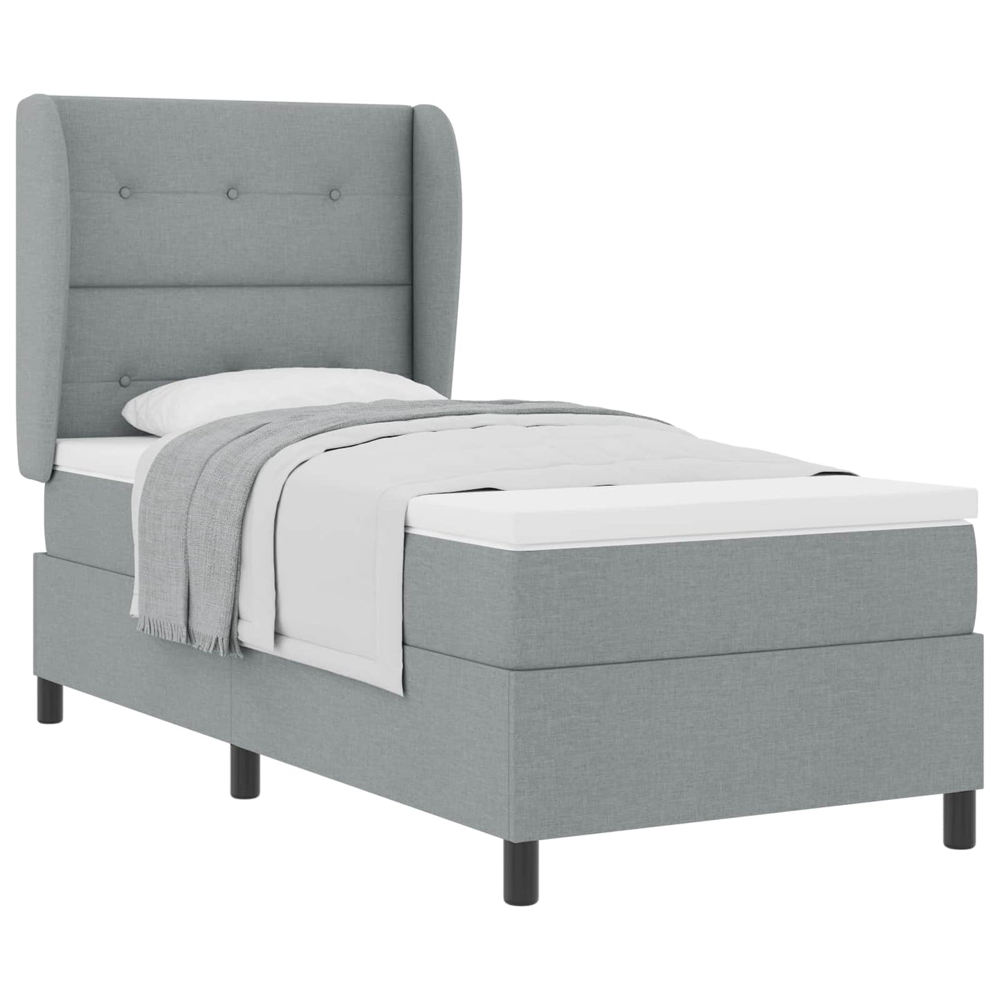 Boxspring bed met matras Lichtgrijs 80 x 200 cm Stof is nu te koop bij PeponiXL, paradijselijk wonen!