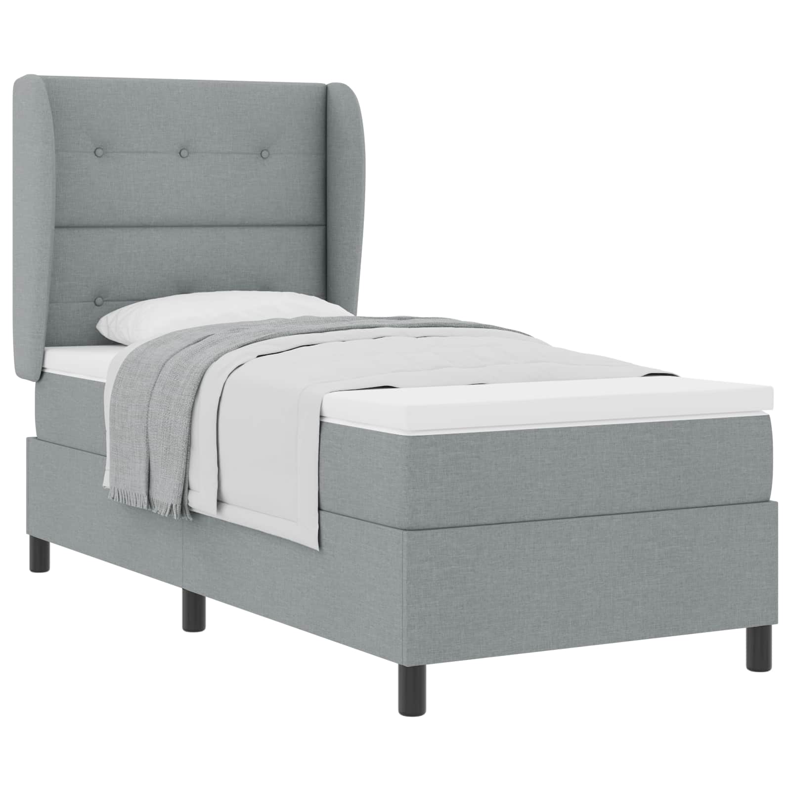 Boxspring bed met matras Lichtgrijs 80 x 200 cm Stof is nu te koop bij PeponiXL, paradijselijk wonen!