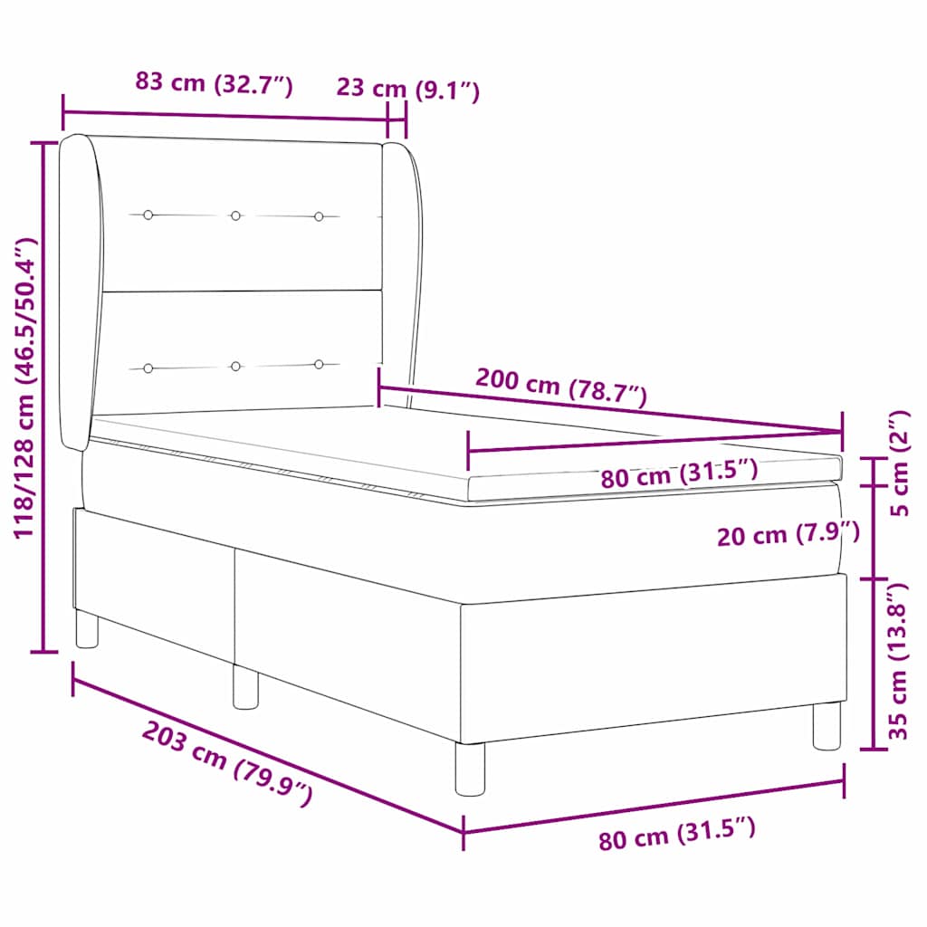 Boxspring bed met matras Lichtgrijs 80 x 200 cm Stof is nu te koop bij PeponiXL, paradijselijk wonen!