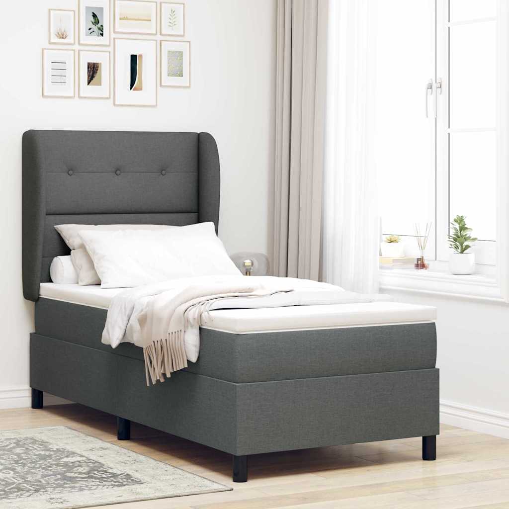 Boxspring bed met matras Donkergrijs 80 x 200 cm Stof is nu te koop bij PeponiXL, paradijselijk wonen!