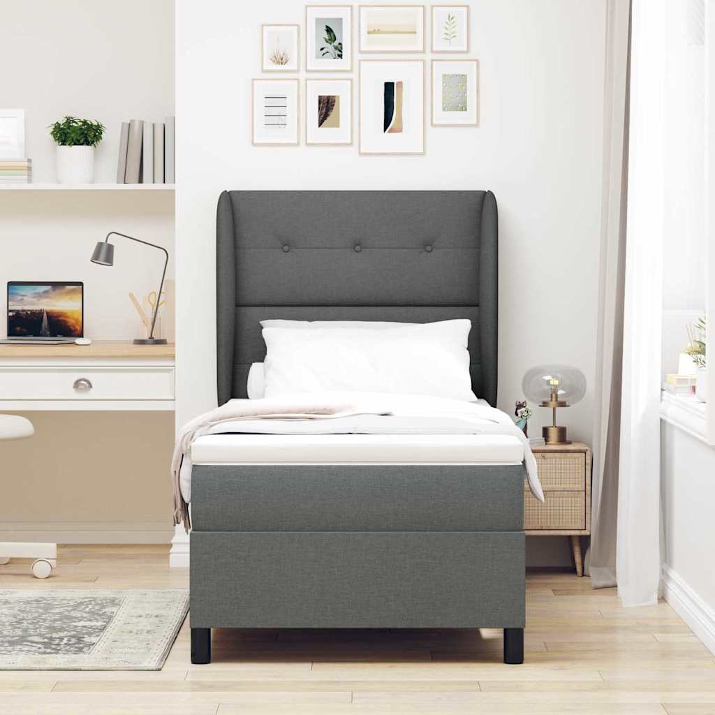 Boxspring bed met matras Donkergrijs 80 x 200 cm Stof is nu te koop bij PeponiXL, paradijselijk wonen!