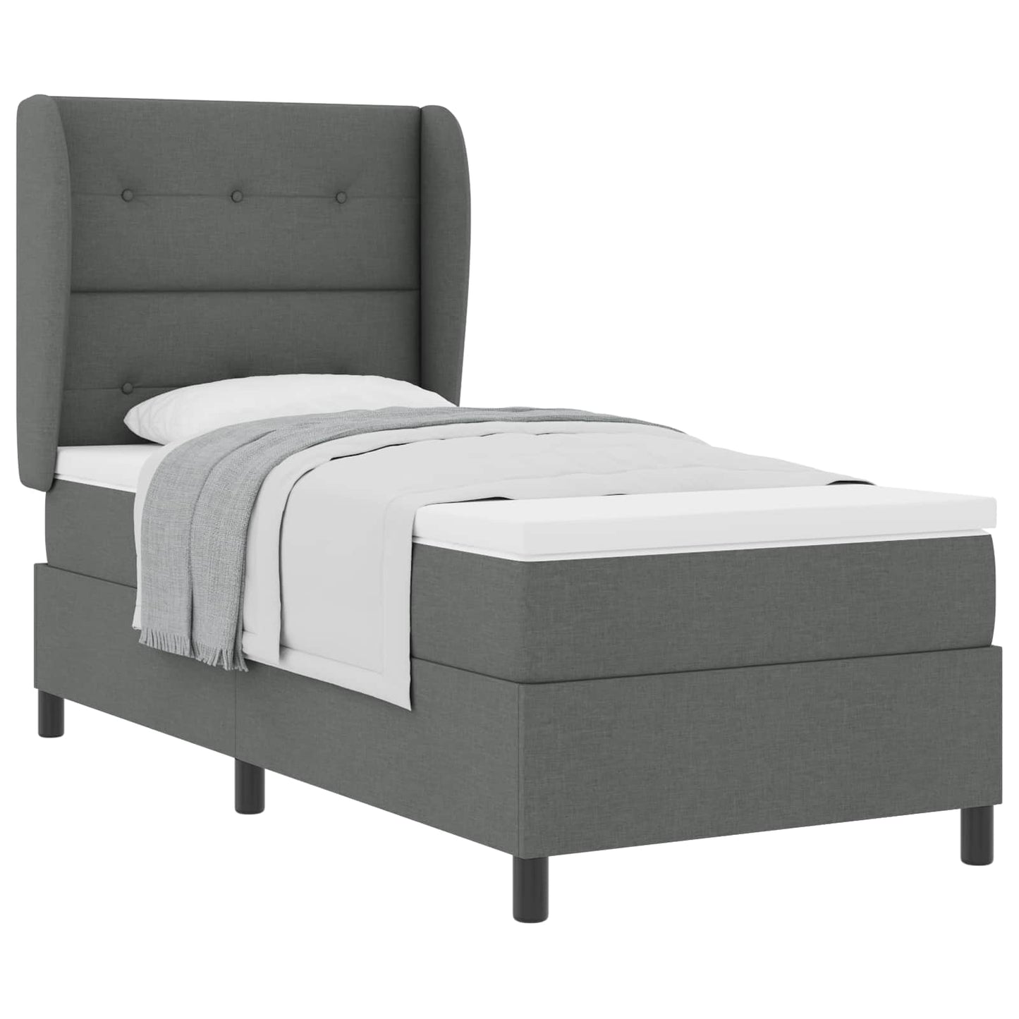 Boxspring bed met matras Donkergrijs 80 x 200 cm Stof is nu te koop bij PeponiXL, paradijselijk wonen!