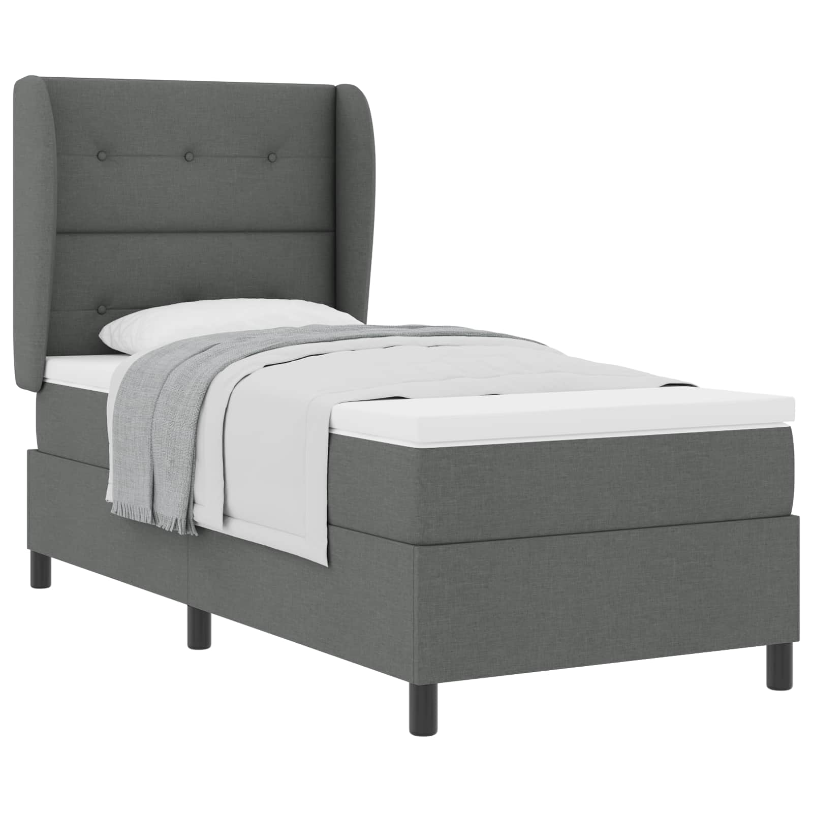 Boxspring bed met matras Donkergrijs 80 x 200 cm Stof is nu te koop bij PeponiXL, paradijselijk wonen!